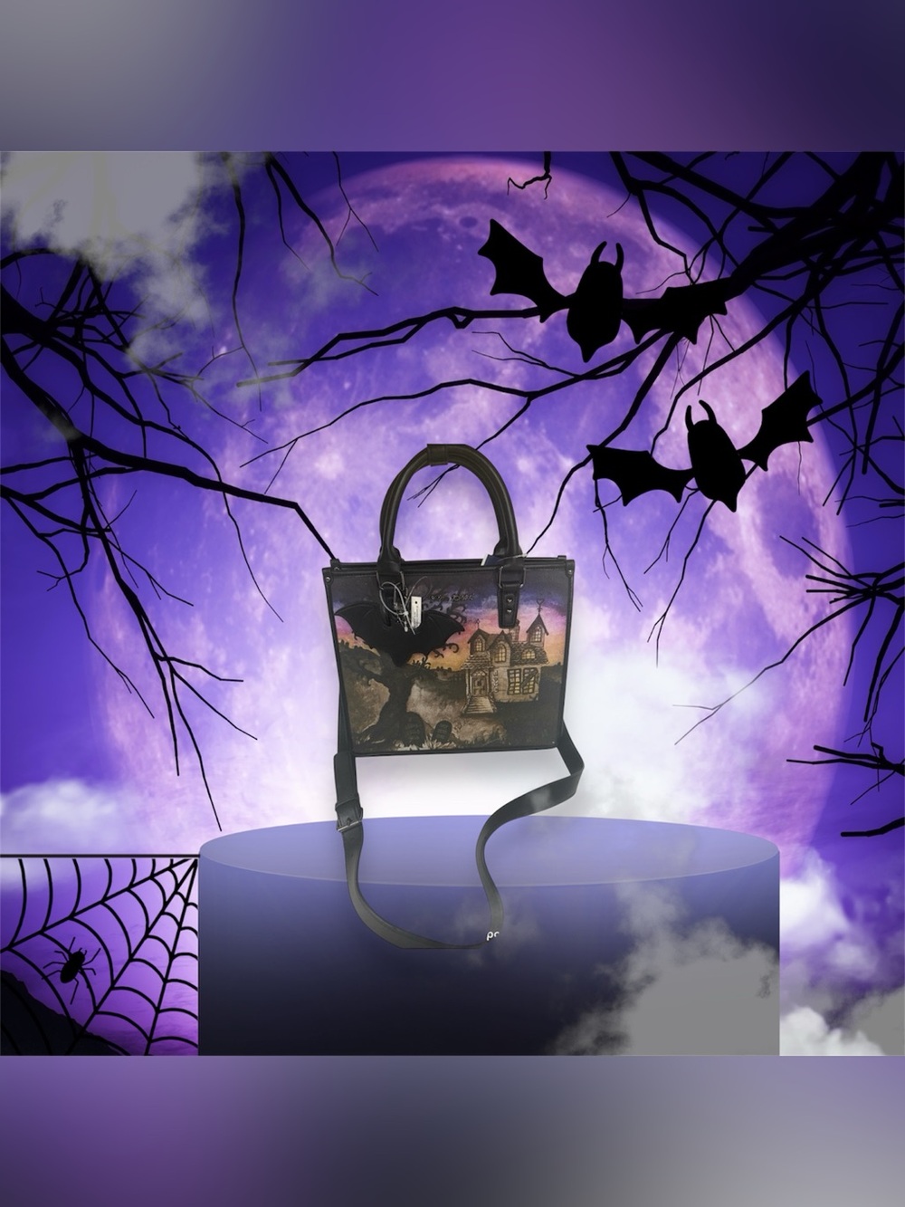 Betsey Johnson Haunted House Satchel with Crossbody Strap